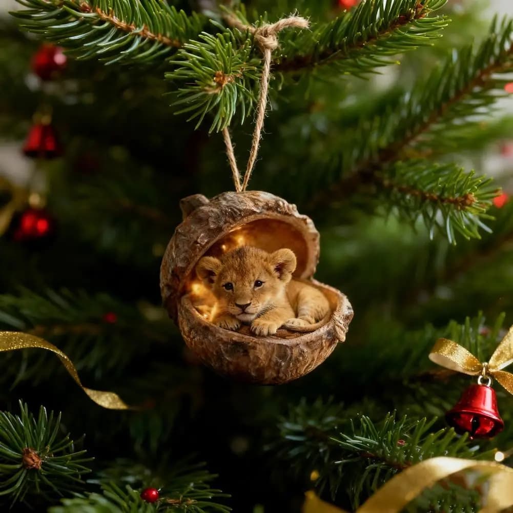 Lion Cub in an Acorn — Christmas Tree Ornament